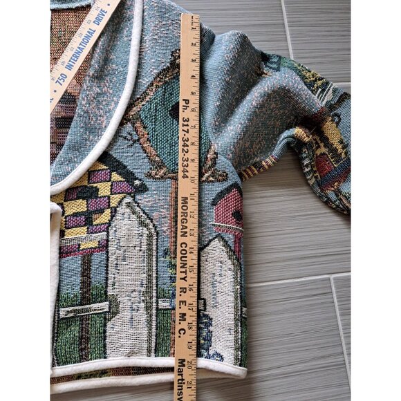 Vintage Sugar Street Weavers Birdhouse Tapestry Knit Cardigan Jacket Women's XL - Picture 6 of 12